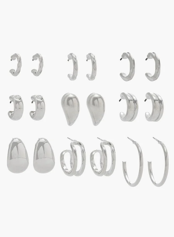 Flora Bella By Shoexpress Pack Of 9 Metallic Earrings With Pushback Closure Ramadan Collections
